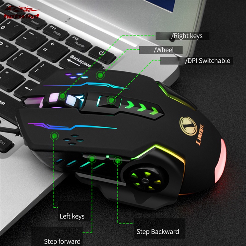 Chuột Chơi Game Hw V7 3600dpi 6 Nút Bấm Có Đèn LED Nhiều Màu