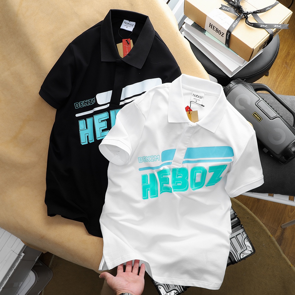 Áo thun nam có cổ, polo logo GREEN HEBOZ chất vải cotton 4 chiều in hình cao cấp - WHITE - 00001206