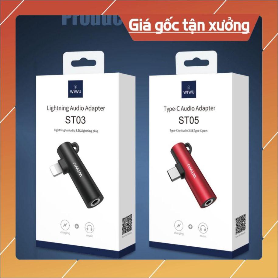 Đầu chuyển adapter Type-C sang jack Audio 3.5mm & PD Type-C hiệu WIWU ST05 - Hàng chính hãng