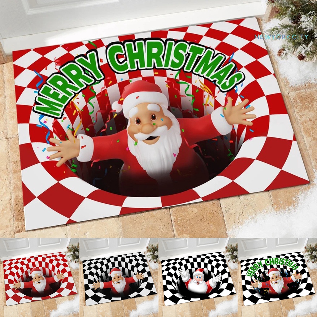 Thảm Polyester Thấm Hút Tốt Chống Mài Mòn In Họa Tiết Giáng Sinh Trang Trí Nhà Cửa