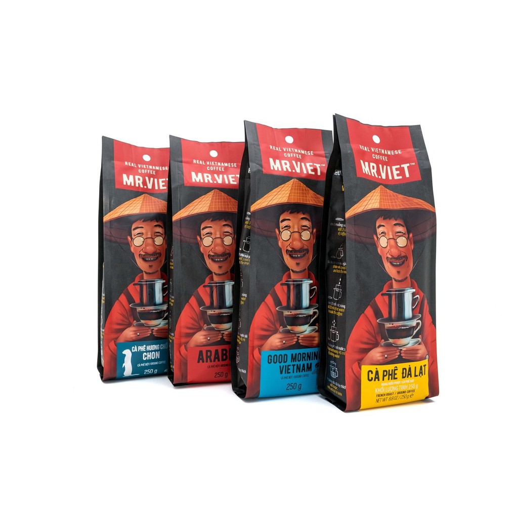 Cà Phê Rang Xay Arabica Mr.Viet Túi 250g - Arabica ground coffee 250g