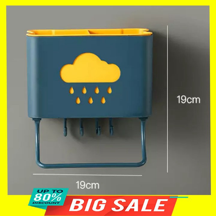 [ Flash Sale ] Kệ để đồ nhà bếp hình đám mây, giá kệ để đồ phòng tắm dán tường đa năng đựng bàn chải kem đánh răng