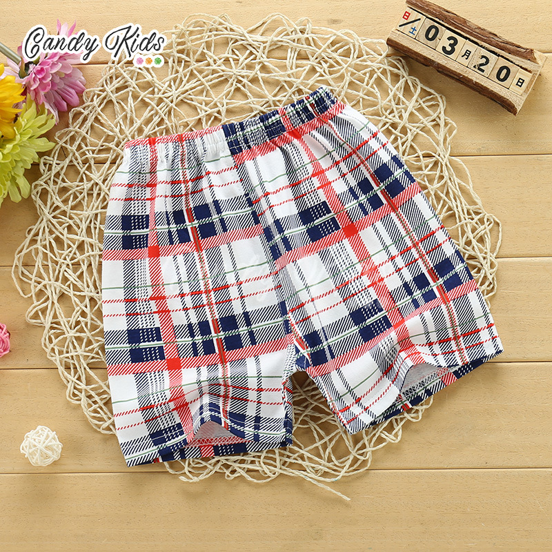 Quần Short Cotton Kẻ Ca-Rô Kiểu Hoạt Hình Ngộ Nghĩnh Đáng Yêu Cho Bé 1-7 Tuổi