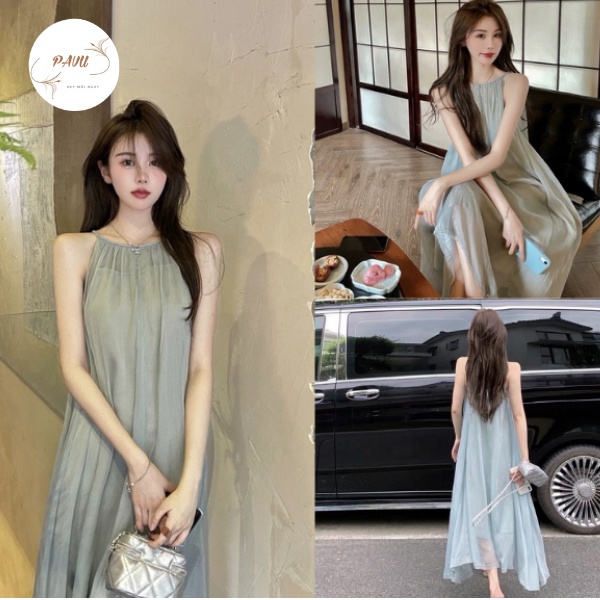 Váy 2 dây đầm maxi đi biển, kiểu váy nữ dáng dài qua gối  babydoll xanh lá đẹp vintage | BigBuy360 - bigbuy360.vn