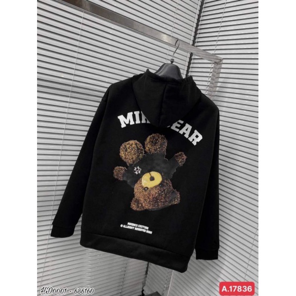 Áo nỉ hoodie mikenbia gấu mũ 2 lớp siêu đẹp