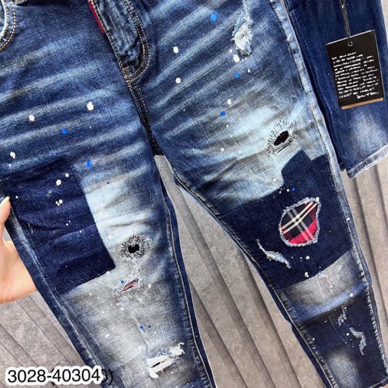 [Sẵn Hàng] Quần Jeans Nam Dsq Vá Cao Cấp - Quần Bò Dsq Nam Rách Vá Cao Cấp