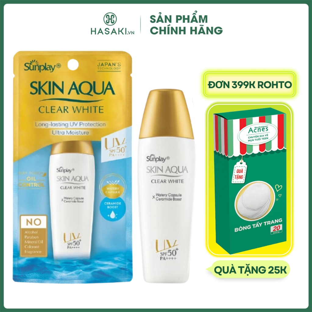 Sữa Chống Nắng Sunplay Skin Aqua Dưỡng Da Sáng Mịn 25g Clear White SPF50+ PA++++ Hasaki Sản phẩm chính hãng