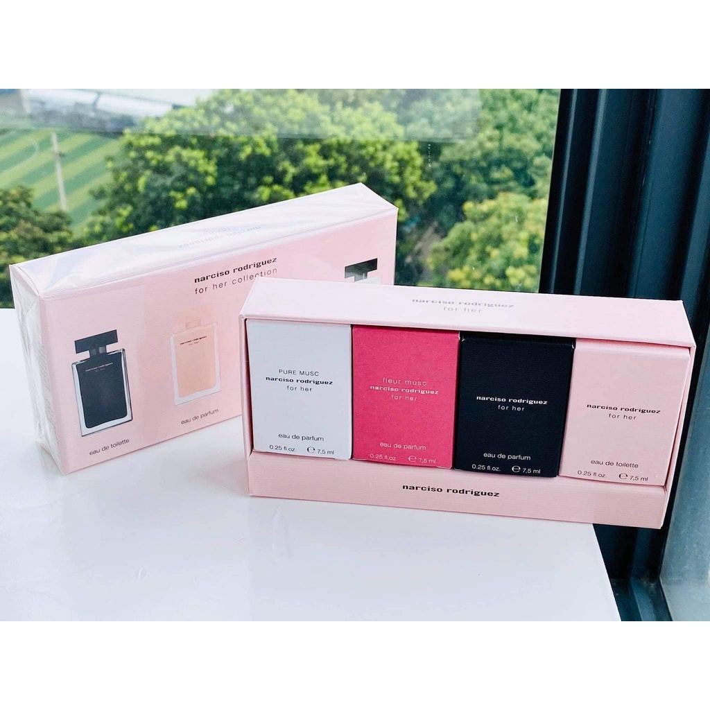 Bộ Set Nước Hoa Mini Narciso Rodriguez For Her 4 chai x 7.5ml Quyến Rũ.