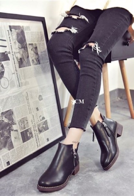 Giày boot 2 dây kéo Hàn Quốc