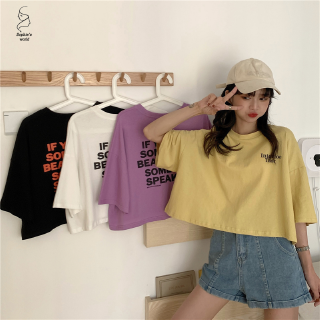 Áo Crop Top Form Rộng In Chữ Thời Trang Mùa Hè