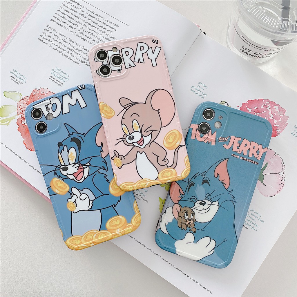 Soft Plastic Phone Cases Cute Couple cartoon Tom and Jerry Case suitable for iPhone12 mini 11 PRO MAX 7/8plus SE2020 X/XS XR XSMAX