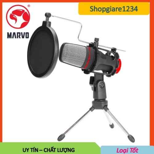 [Mã ELHACE giảm 4% đơn 300K] Micro máy tính MARVO MIC-02 (Lọc âm cực tốt) - Jack 3.5mm - Hàng chính hãng 100%, full box