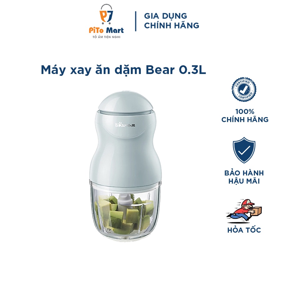 Máy xay mini cho bé ăn dặm, Máy xay đa năng Bear màu xanh 0.3L nhỏ gọn, an toàn, dễ sử dụng - Bảo hành 18 tháng