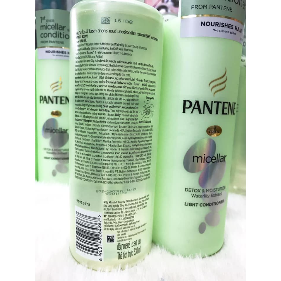 (530ml) Dầu Gội - Dầu Xả Pantene Pro-V Micellar Làm sạch & Dưỡng ẩm Chính Hãng Cty