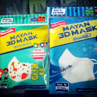 Khẩu trang mayan 3d mask. gói 5 chiếc