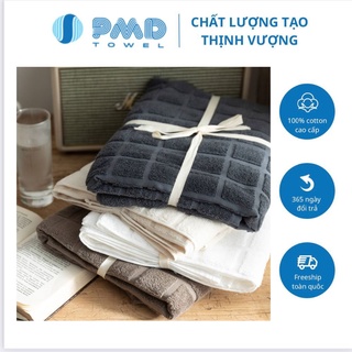 Khăn tắm Muji xuất Nhật cotton cao cấp họa tiết độc đáo thấm nước không phai màu sổ lông thích hợp mọi loại da