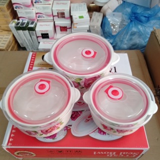 Bộ 3 bát sứ có nắp