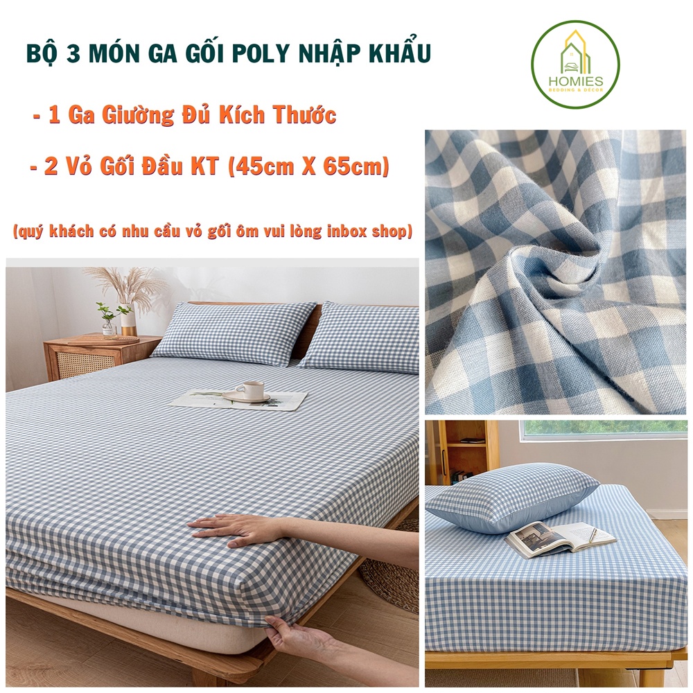 Bộ Ga Gối Cotton Tici Kẻ HOMIES Bedding &amp; Décor Mẫu Mới Nhất  - Hàng Nhập Khẩu Không Bai Xù, Không Phai Màu