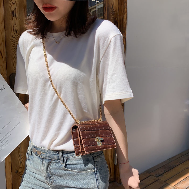 Túi mini dây xích da rắn túi hộp vuông túi đeo chéo túi đeo vai nữ