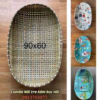 Combo Nôi tre size 90x60 kèm bọc lót
