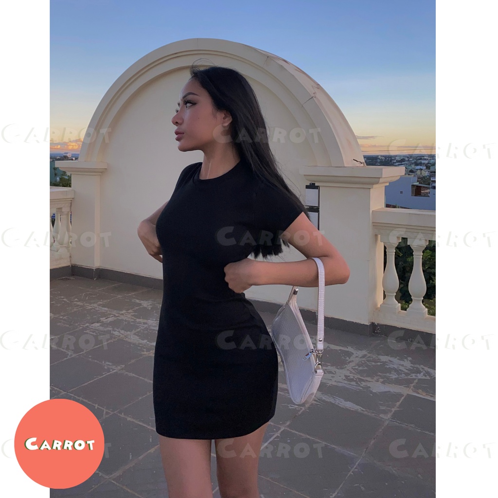 Đầm body ôm dáng sexy hở lưng cột dây váy ngắn đen sang chảnh cá tính, thiết kế khoét lưng tay ngắn Carrotxinhdep-8