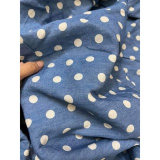 vải thô jean giấy chấm bi