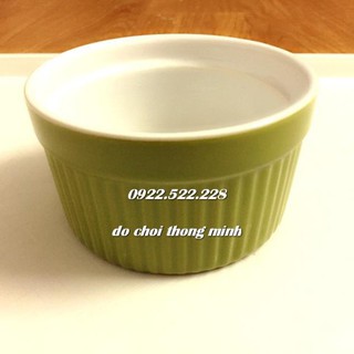 Thố sứ xanh lá - dùng đựng đồ thực hành cuộc sống Montessori