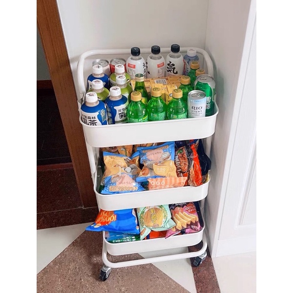 Kệ kéo 3 tầng đa năng chuyên dụng trong spa, nails có bánh xe đi chuyển chắc chắn