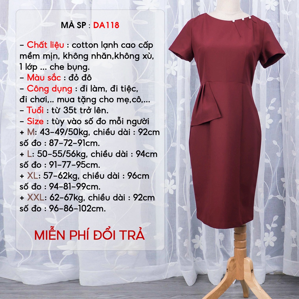 Đầm Body Dự Tiệc Công Sở Sang Trọng Bigsize AMYRA , Thiết Kế Ôm Body Che Bụng Cổ Xếp Li Thoáng Mát Cao Cấp DA118