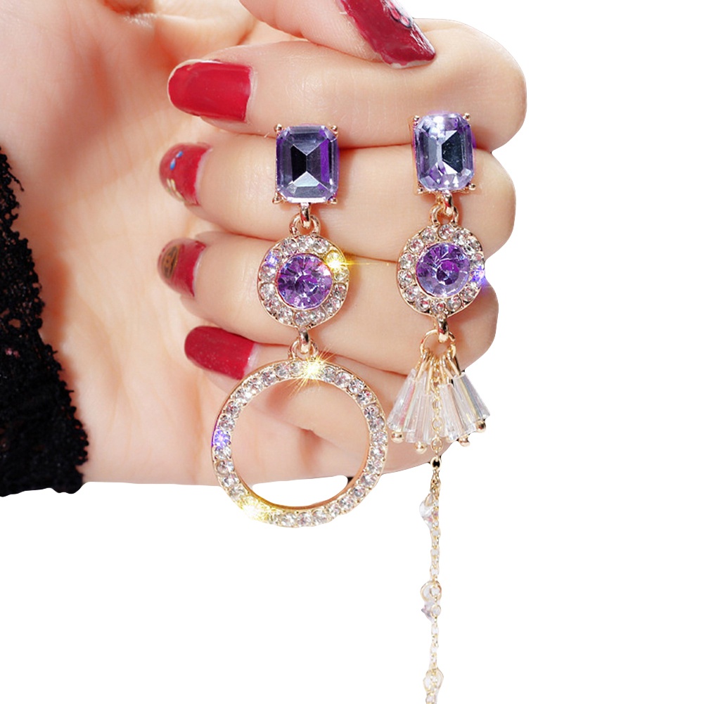 Đôi khuyên tai hình tròn đính đá thời trang cho nữ