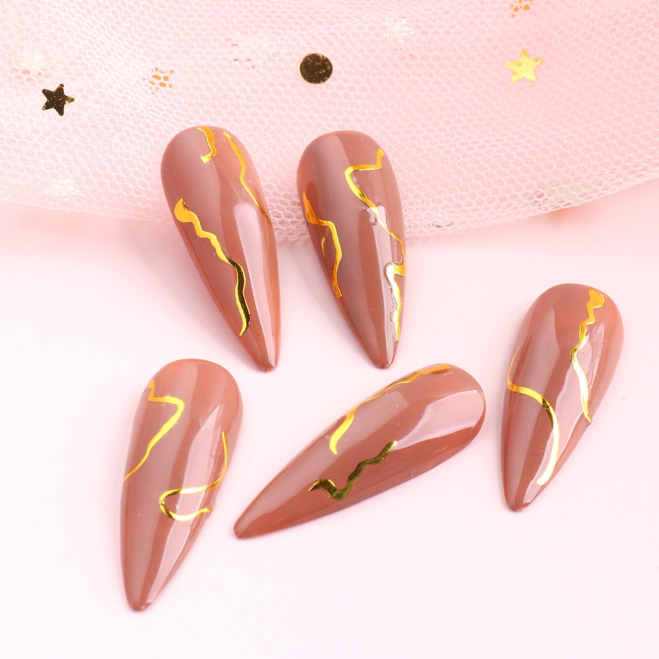 Sticker Nails 3D | Gold Line | Đường Vẽ Vàng Tráng Gương | Hình Dán Móng STZ-CS067