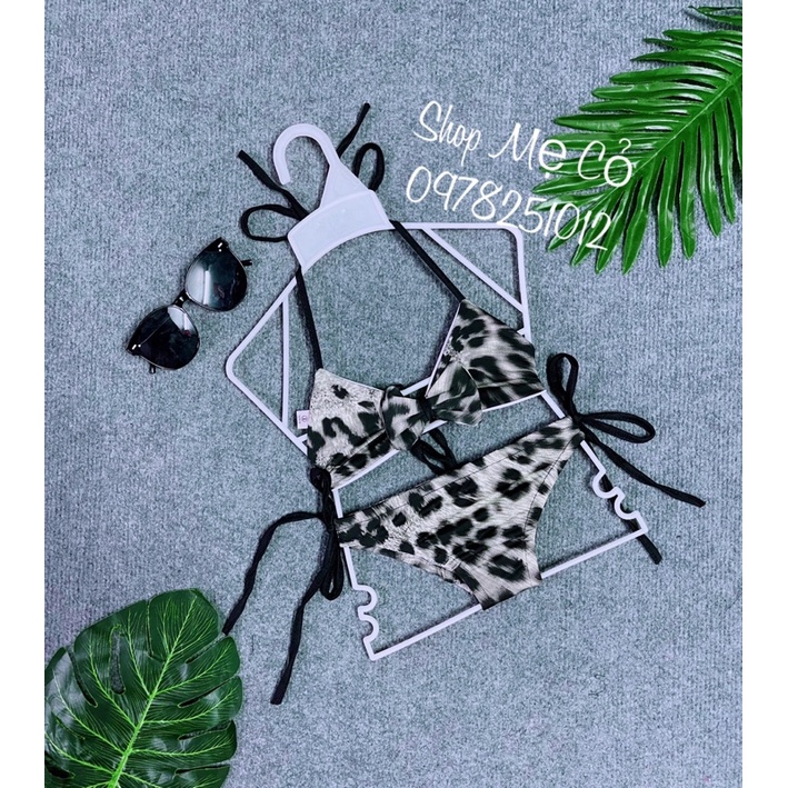 Bikini Cổ Yếm Hoạ Tiết Beo Nhiều Màu Chất Thun Cotton 4 Chiều Có Dãn