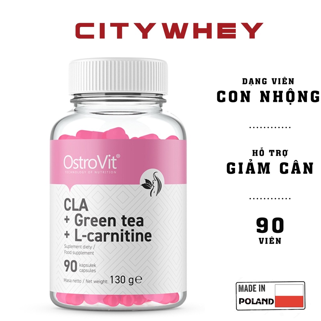 FAT BURNER OSTROVIT CLA + GREEN TEA + L-CARNITINE 90 VIÊN , VIÊN UỐNG GIẢM CÂN ĐA NĂNG - HÀNG BA LAN