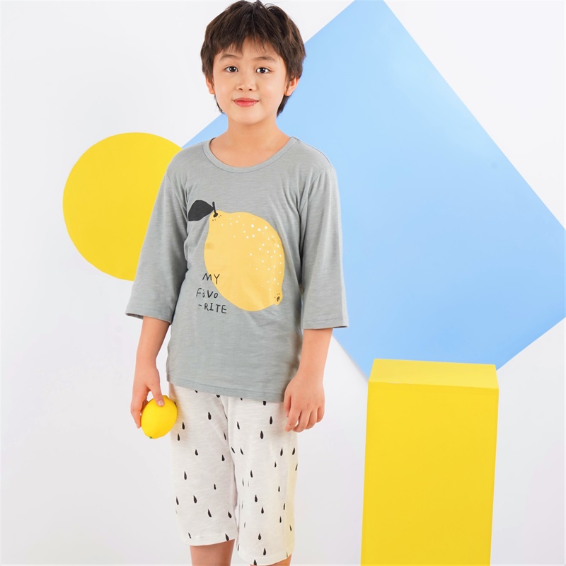 Đồ bộ quần áo lửng cotton cho bé trai, bé gái mùa hè Unifriend U21-04. Size đại trẻ em 3, 5, 6, 7, 8 tuổi.