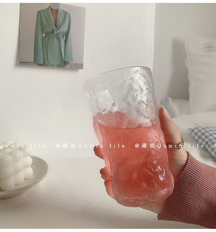 Ly Thủy Tinh Trong Suốt Họa Tiết Đẹp Mắt Phong Cách Hàn Quốc