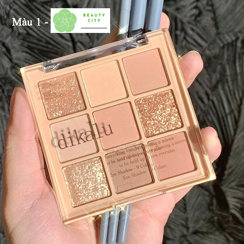 Bảng Phấn Mắt Nhũ Lì 9 Ô Vuông Dikalu Baby, Ánh Nhũ Thời Trang Beautycity