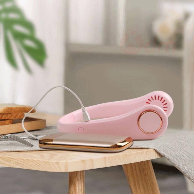 Quạt mini đeo cổ không cánh tiện dụng - 3 tốc độ 2000mah mini có cổng USB tiện lợi,hàng chính hãng bh 12 tháng - CN25