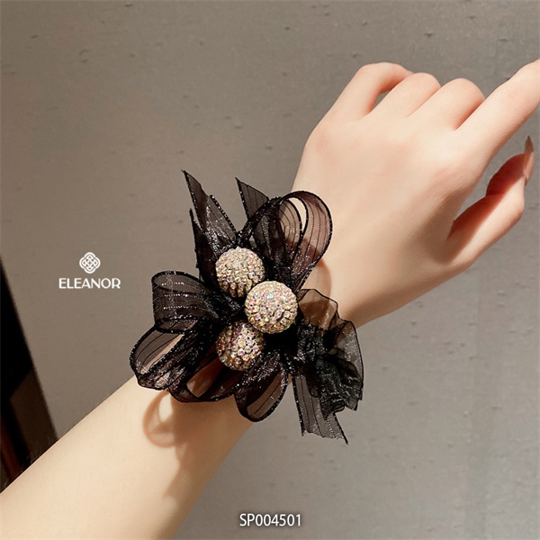 Dây cột tóc nữ Eleanor Accessories vải ren đính đá phụ kiện tóc 4501