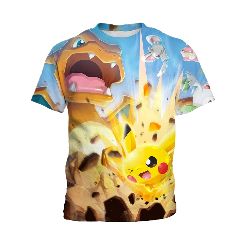 Áo Thun Ngắn Tay In Hình Pokemon 3D Thời Trang Dành Cho Bé Trai