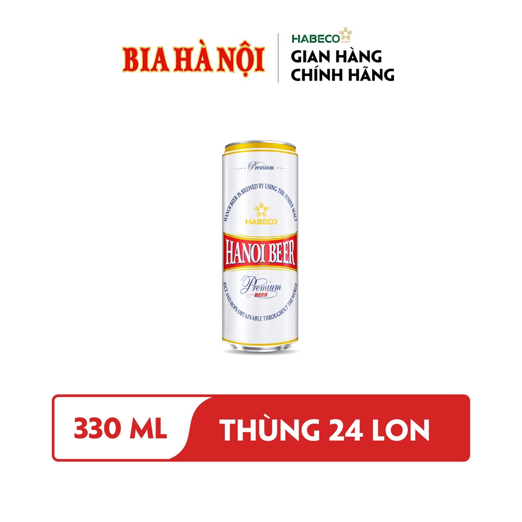 HỎA TỐC HÀ NỘI - Thùng 24 lon Hanoi Premium Beer - HABECO (330ml/lon) - Phiên bản lon cao