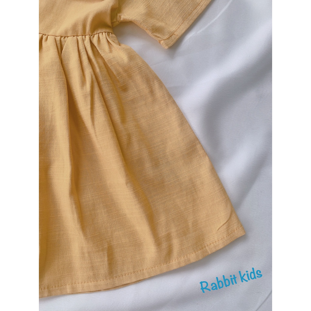 Váy Thuỷ Thủ Cho Bé Gái FREESHIP Rabbit Kids - Đầm Hè Trẻ Em Thiết Kế Cao Cấp Chất Linen Tưng Màu Vàng Cốm