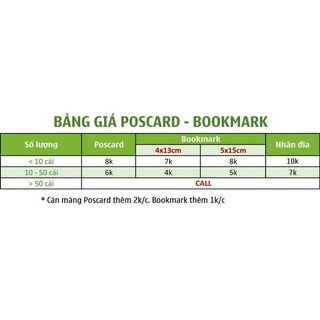 Đặt làm postcard - bookmark [SỐ LƯỢNG ĐẶT TỐI THIỂU 4CÁI]