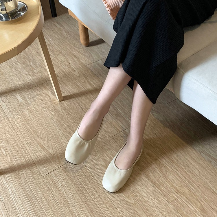 Giày Đế bệt Búp bê nữ Mũi tròn Da mềm Thời trang Giày lười nữ Cao cấp Kiểu dáng đơn giản | BigBuy360 - bigbuy360.vn