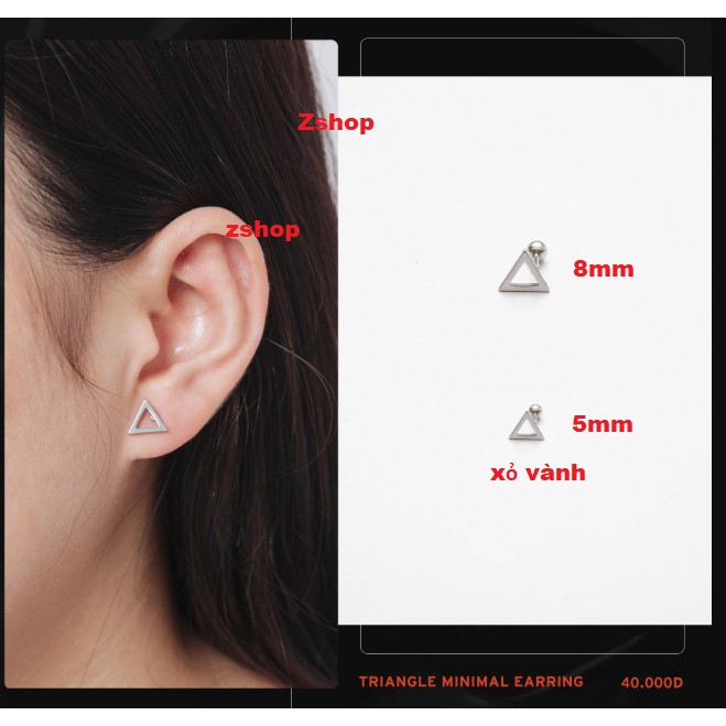 khuyên titan Triangle minimal (tam giác) có xỏ vành