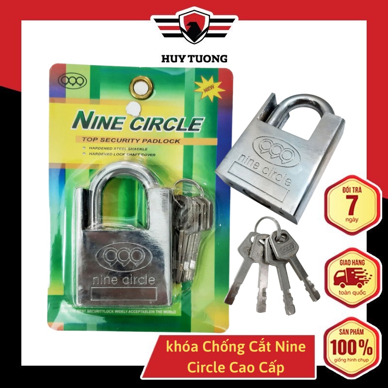 Ổ khóa chống cắt 3 vòng Nine Circle nhiều kích thước cao cấp - Huy Tưởng