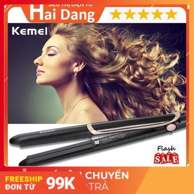 [Giảm 50%]  Máy Uốn Duỗi Tóc Kemei Km 2219, Máy Làm Xoăn Tóc Cao Cấp 2 in 1 Phiên Bản Mới Nhất 2020