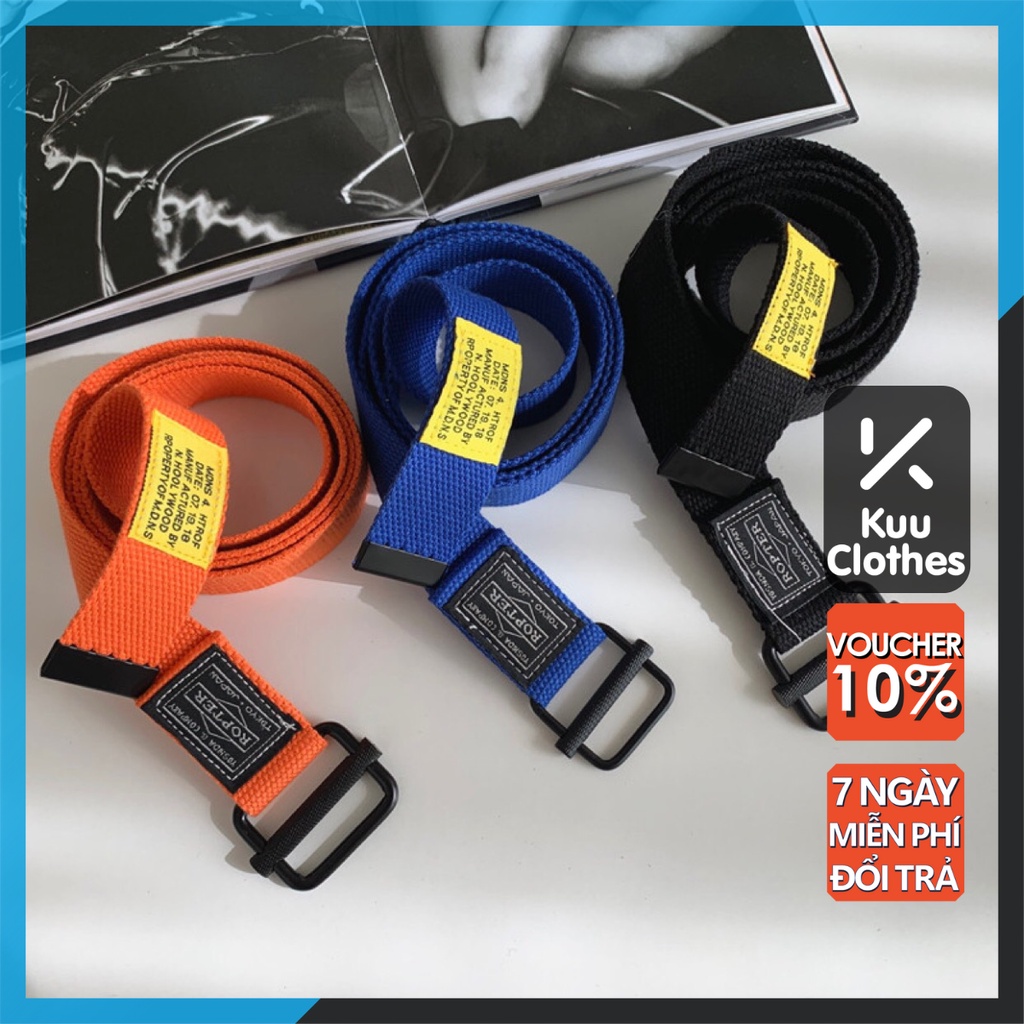 Thắt Lưng Nam Nữ BR Bằng Vải Kuu Clothes Màu Đen Xanh Đỏ Đẹp - Dây Lưng Nam Nữ Unisex Mặt Kim Loại Dây Vải Hàn Quốc - BR