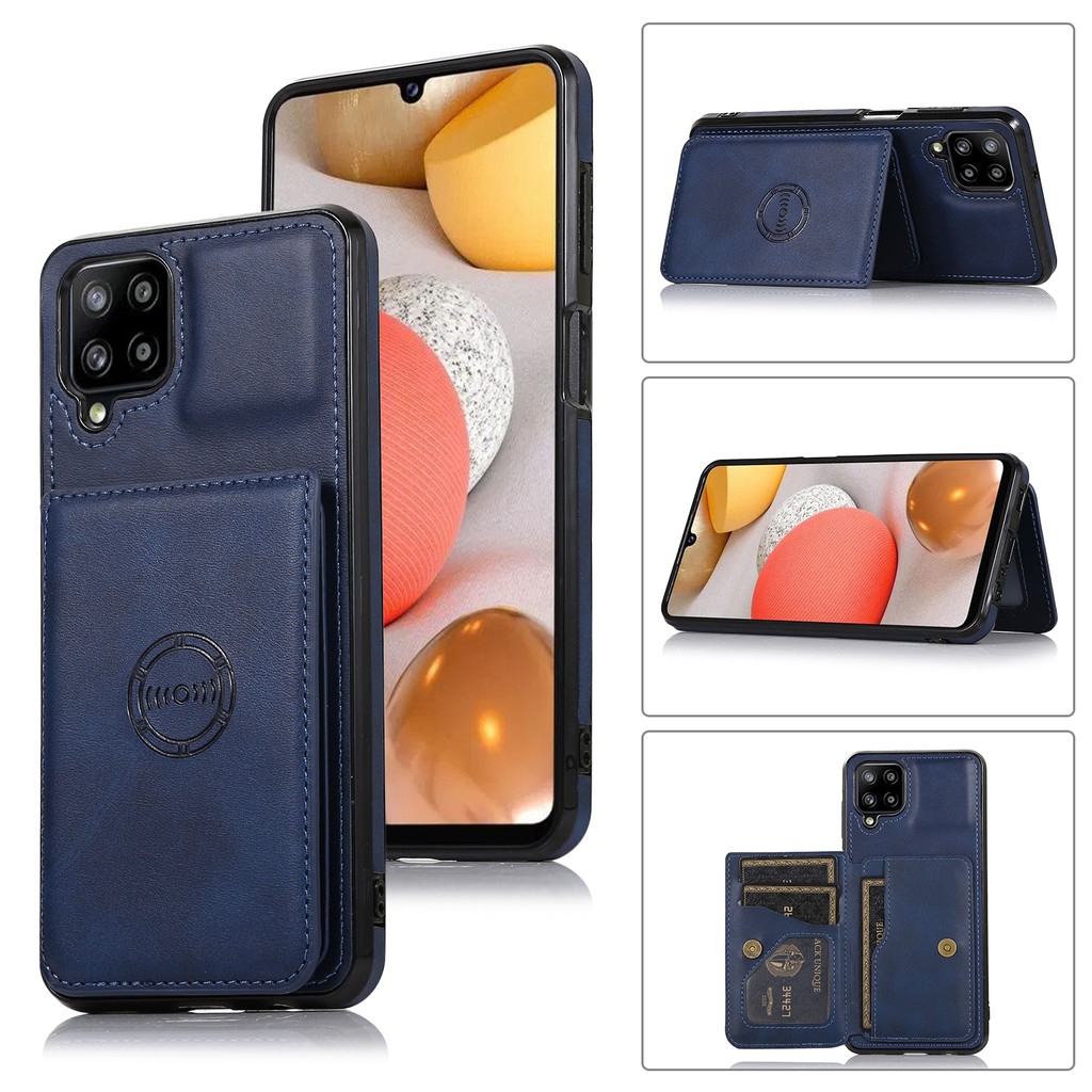 Bao da điện thoại PU kiểu ví nắp lật có ngăn đựng thẻ cho Samsung Galaxy A72 A52 A52s A12 A02S A32 A42 5G