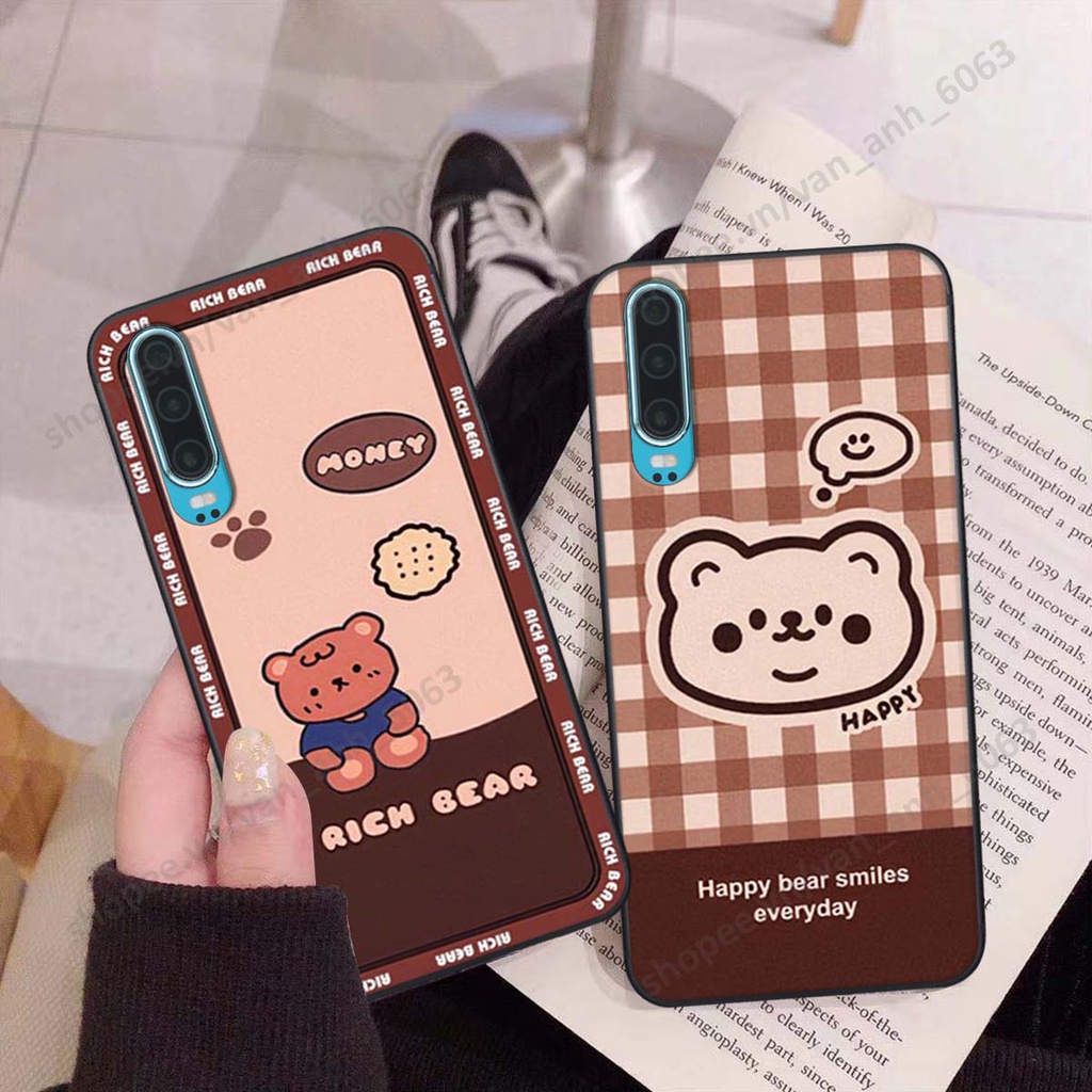 Ốp lưng Huawei P30 / P30 Pro in hình hoa, gấu rich bear nghệ thuật, thời trang