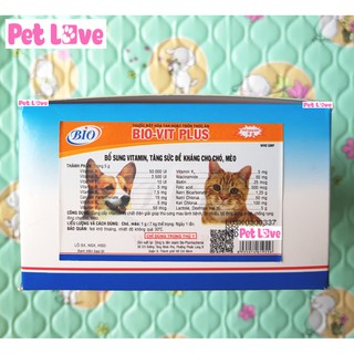 1 hộp (50 gói) Bio Vit Plus bổ sung vitamin, tăng sức đề kháng chó mèo